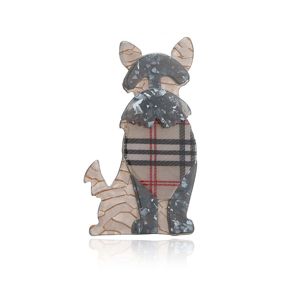 APSVO-아크릴 귀여운 강아지 브로치 핀, 여성을 위한 생생한 동물 브로치 아세테이트 섬유 할로윈 크리스마스 파티 선물 의상 보석